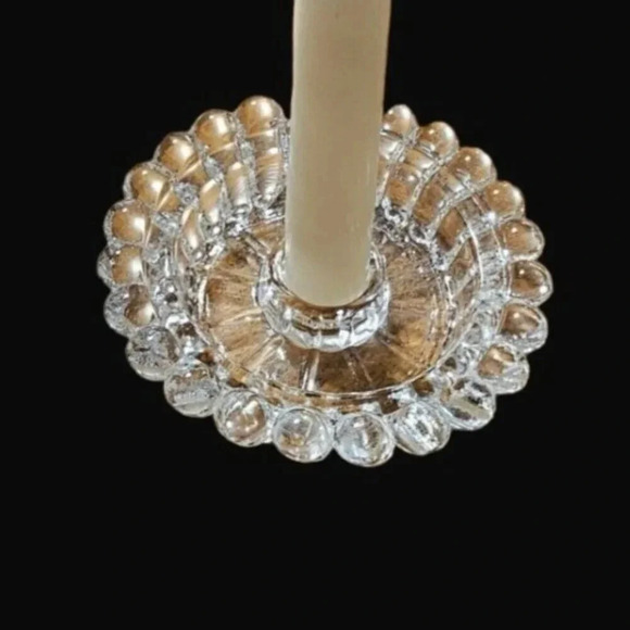 Vtg MCM Anchor Hocking Clear Boopie Bubble Glass Candle Holder w Candle EUC - Picture 3 of 8